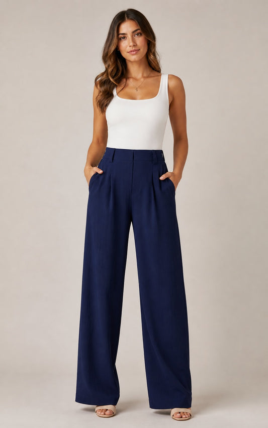 Women's High Waisted Straight-Leg Pants
