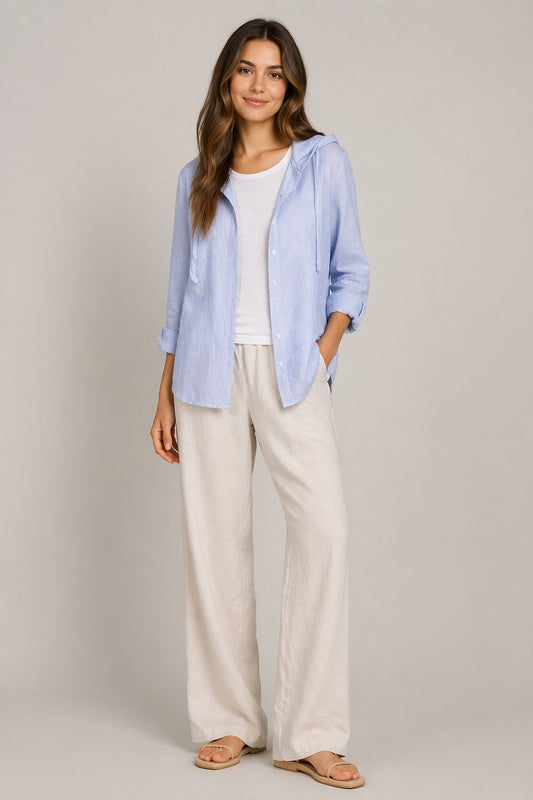 Women’s Hooded Button-Up Long Sleeve Shirt