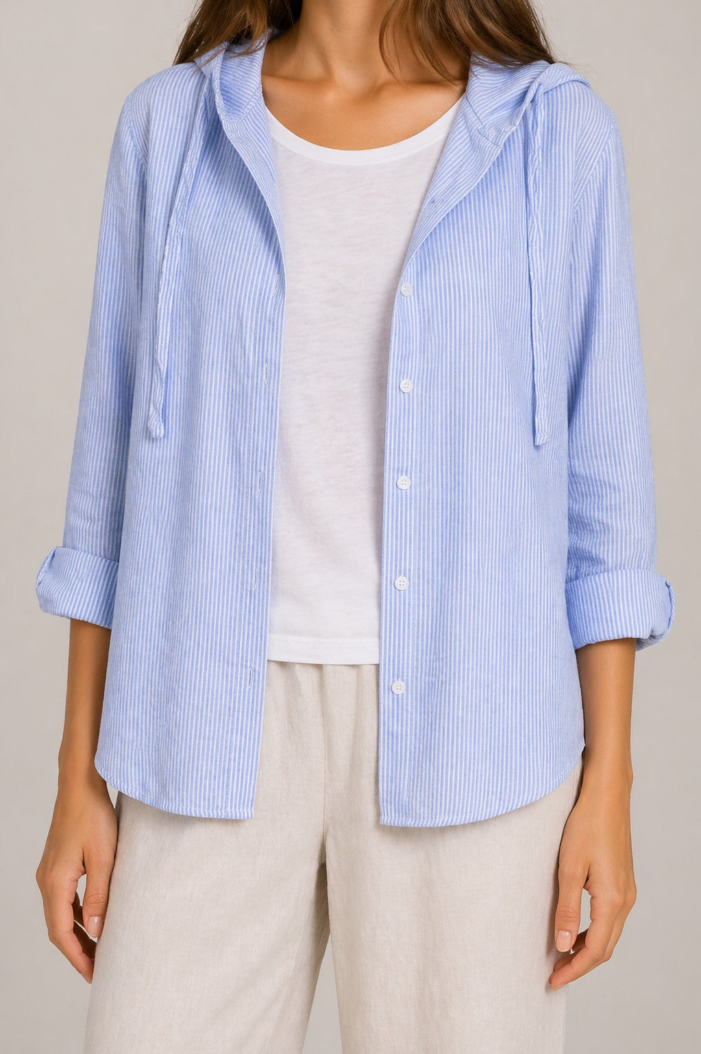Women’s Hooded Button-Up Long Sleeve Shirt