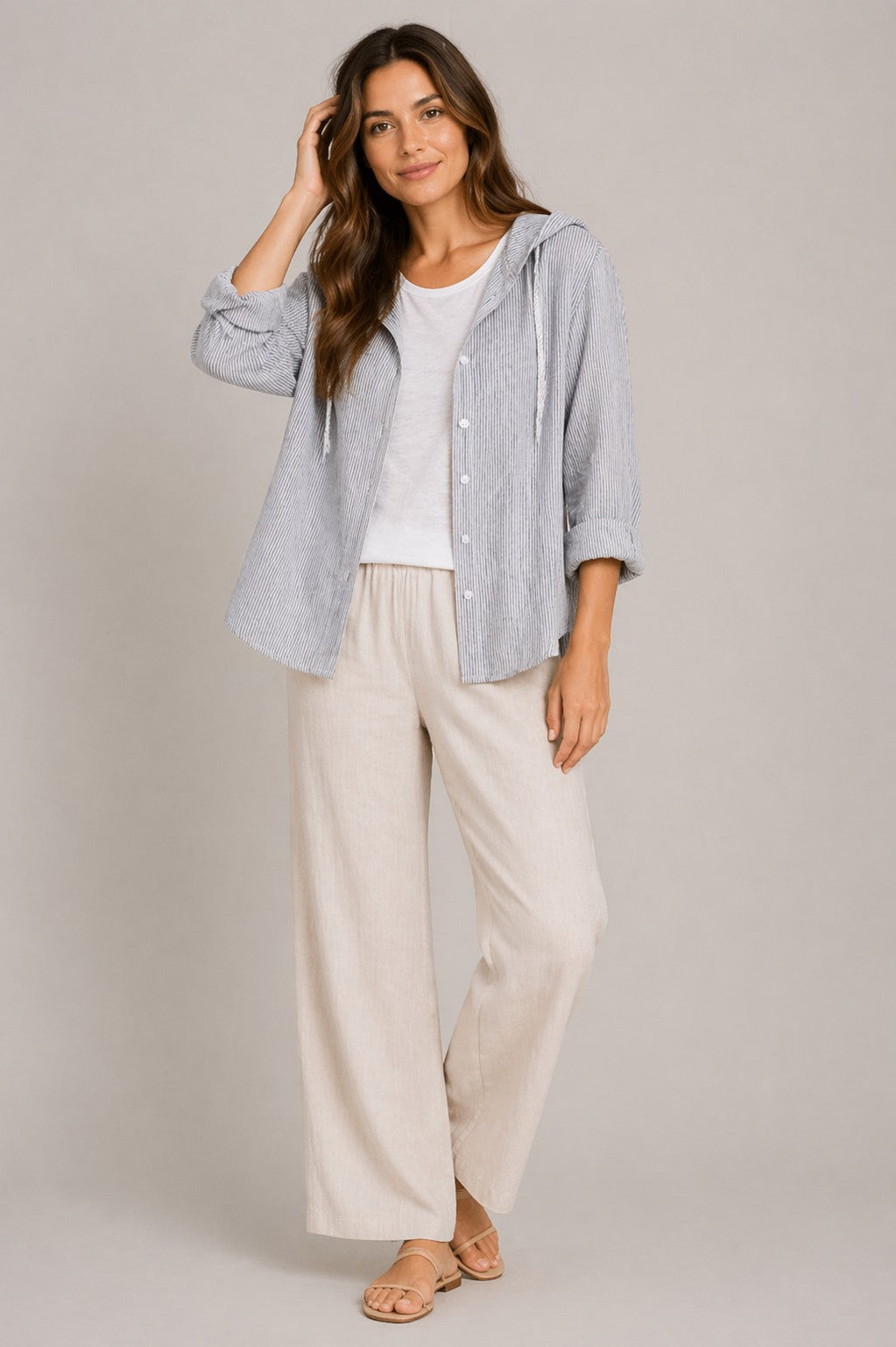 Women’s Hooded Button-Up Long Sleeve Shirt