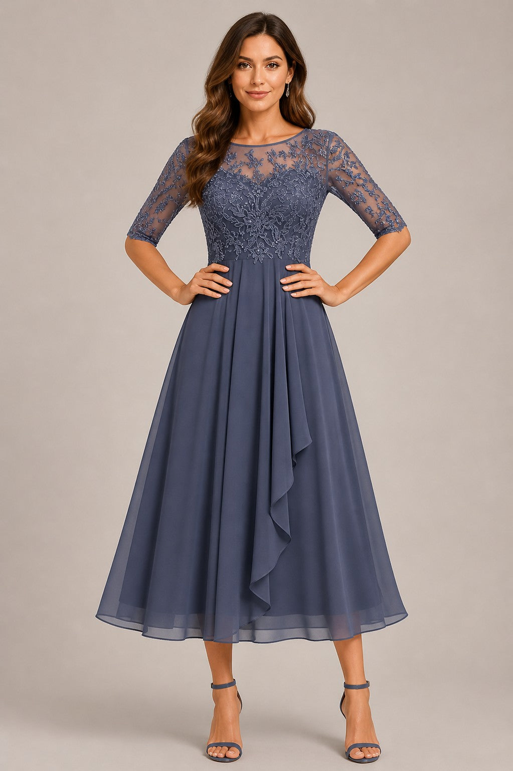 Women’s Lace Bodice Midi Dress