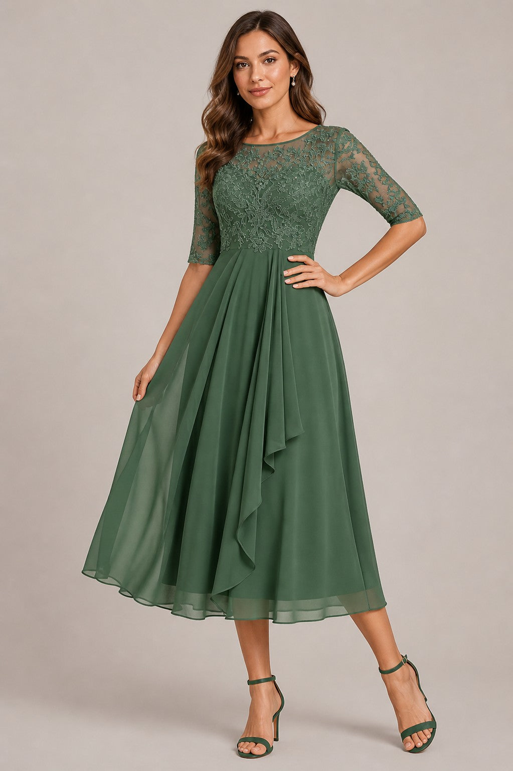 Women’s Lace Bodice Midi Dress