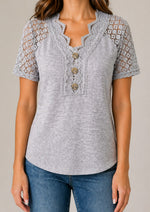 Women’s Lace Detail Short Sleeve Blouse
