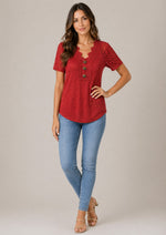 Women’s Lace Detail Short Sleeve Blouse