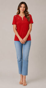 Women's Lace Detail Short Sleeve Top