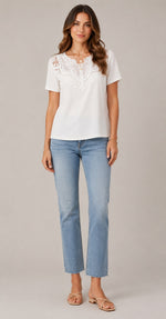 Women's Lace Detail Short Sleeve Top