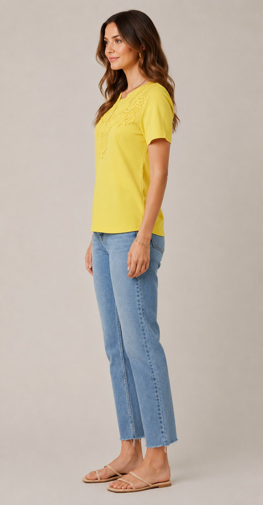 Women's Lace Detail Short Sleeve Top
