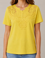 Women's Lace Detail Short Sleeve Top