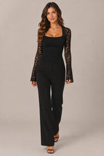 Women's Lace Sleeve Square Neck Top