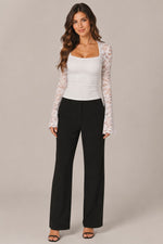 Women's Lace Sleeve Square Neck Top
