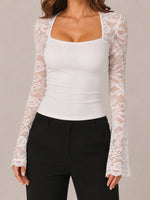 Women's Lace Sleeve Square Neck Top