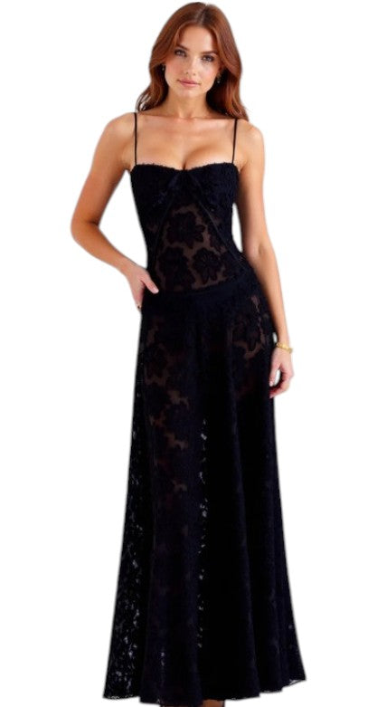 Women's Lace Spaghetti Strap Maxi Dress