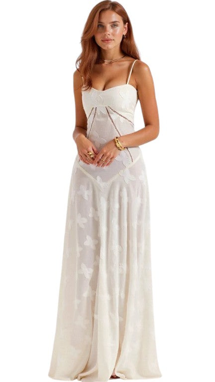 Women's Lace Spaghetti Strap Maxi Dress