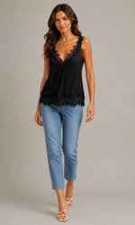 Women's Lace Trim Sleeveless Cami Top