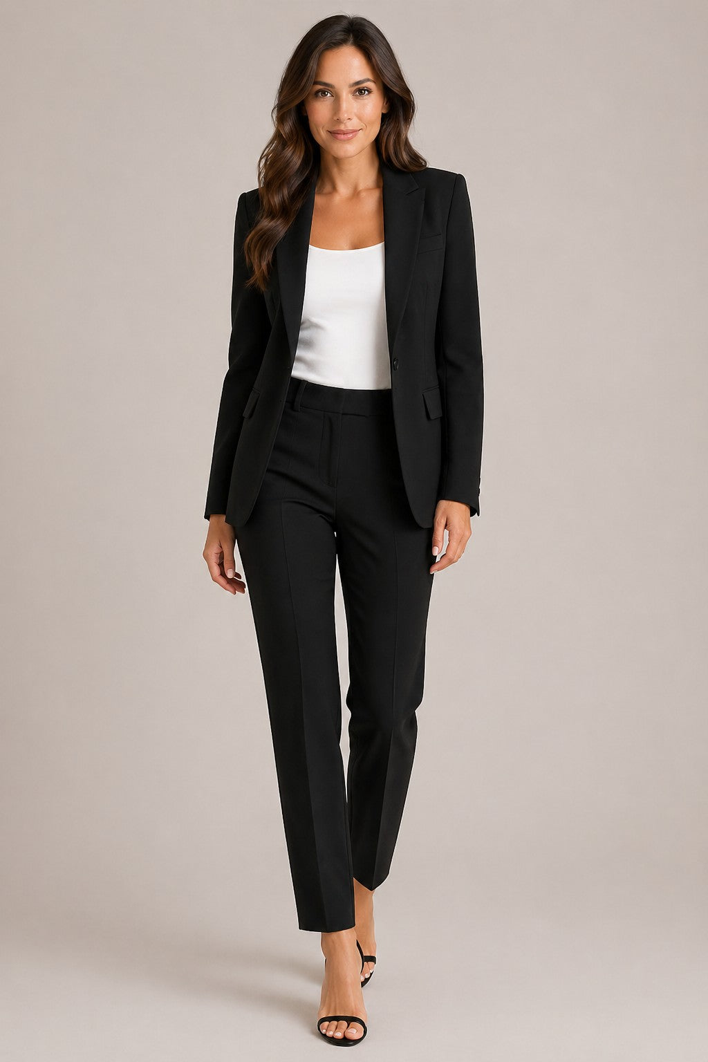 Women’s Long Sleeve Blazer Straight Leg Pants Suit