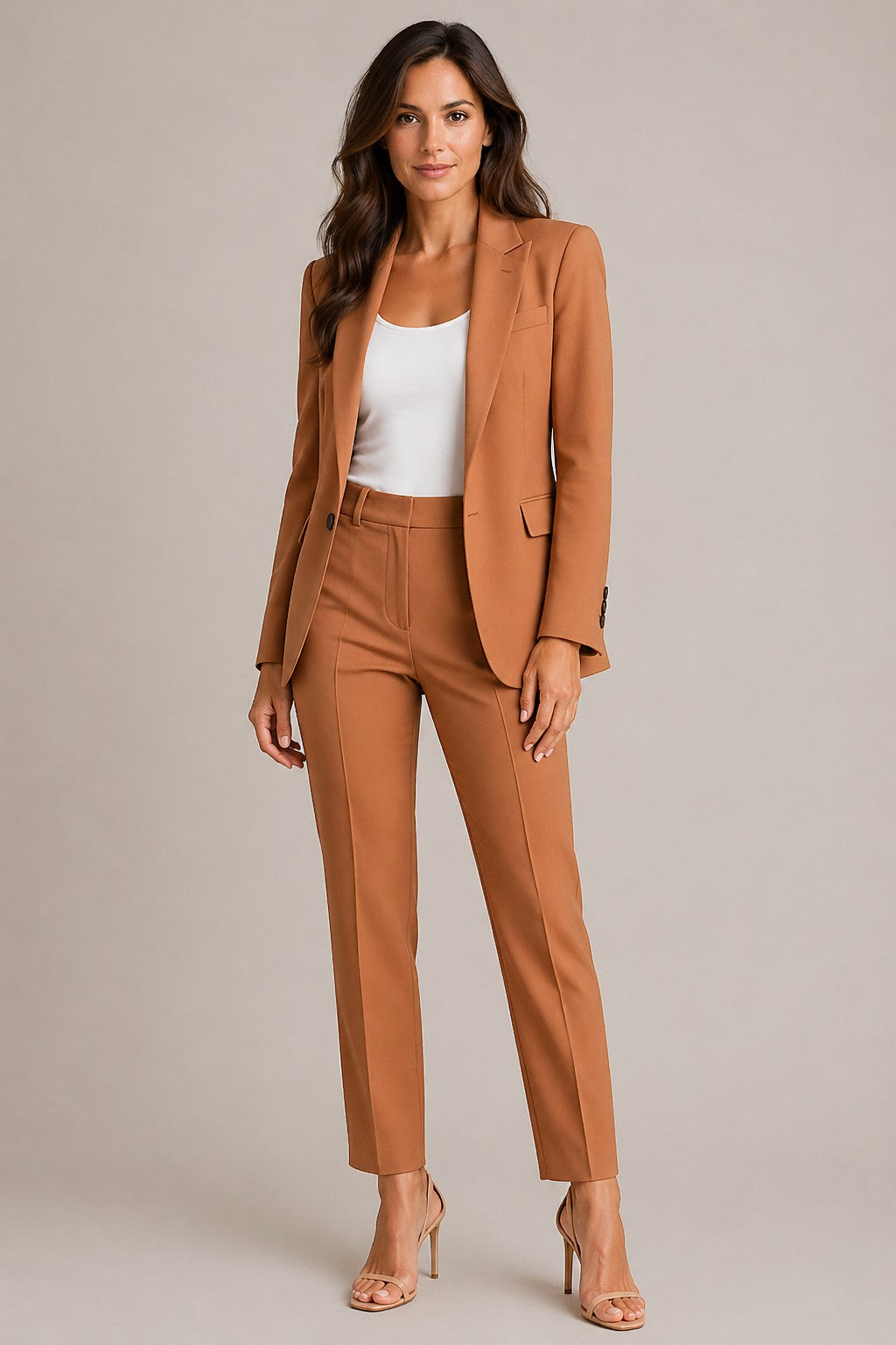 Women’s Long Sleeve Blazer Straight Leg Pants Suit