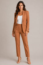 Women’s Long Sleeve Blazer Straight Leg Pants Suit