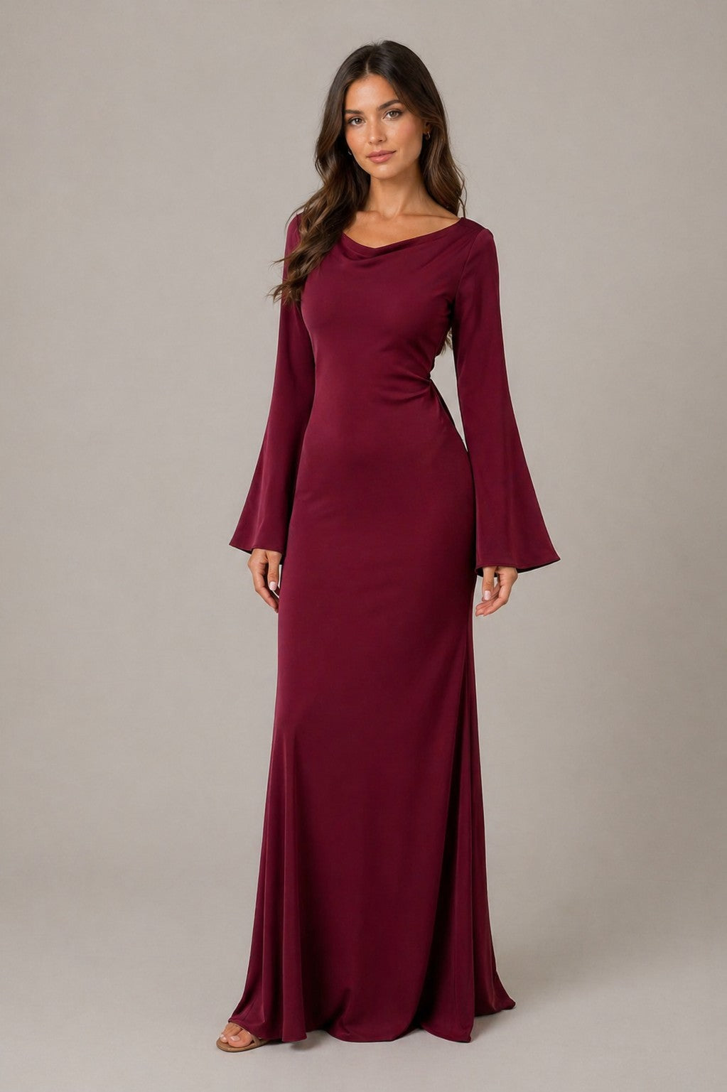 Women’s Long Sleeve Boat Neck Maxi Dress
