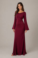 Women’s Long Sleeve Boat Neck Maxi Dress