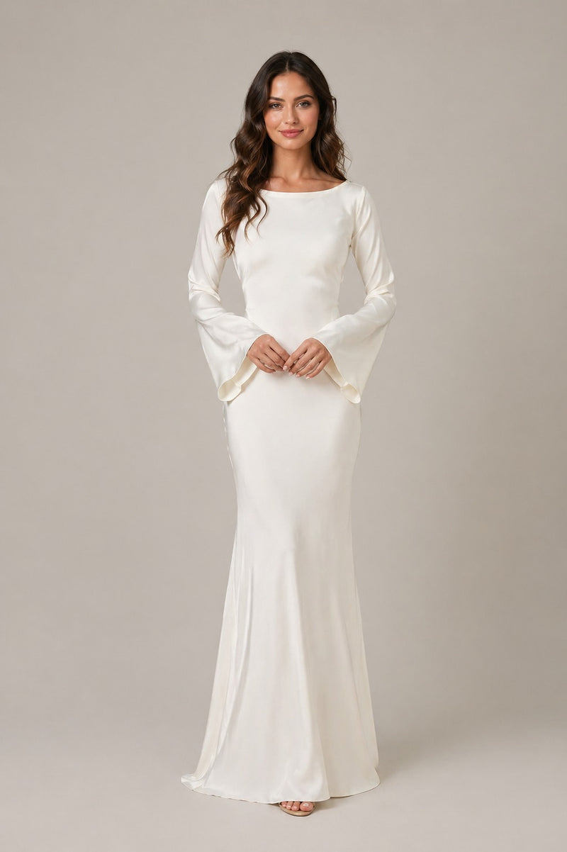 Women’s Long Sleeve Boat Neck Maxi Dress