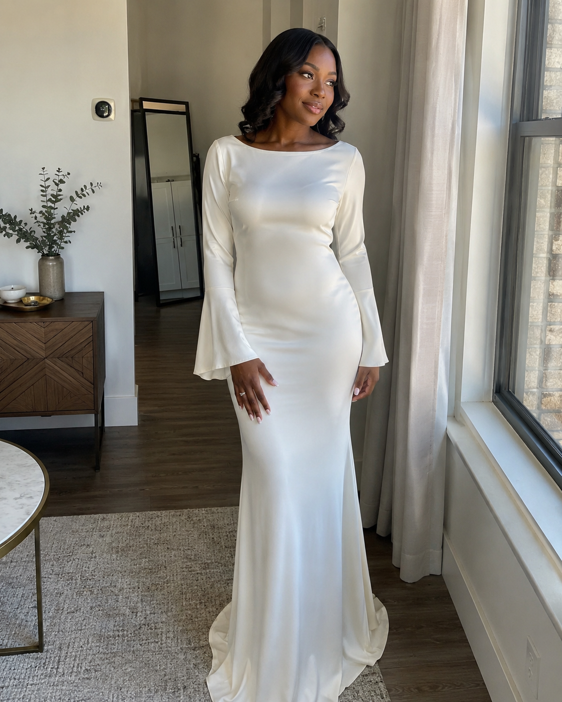 Women’s Long Sleeve Boat Neck Maxi Dress