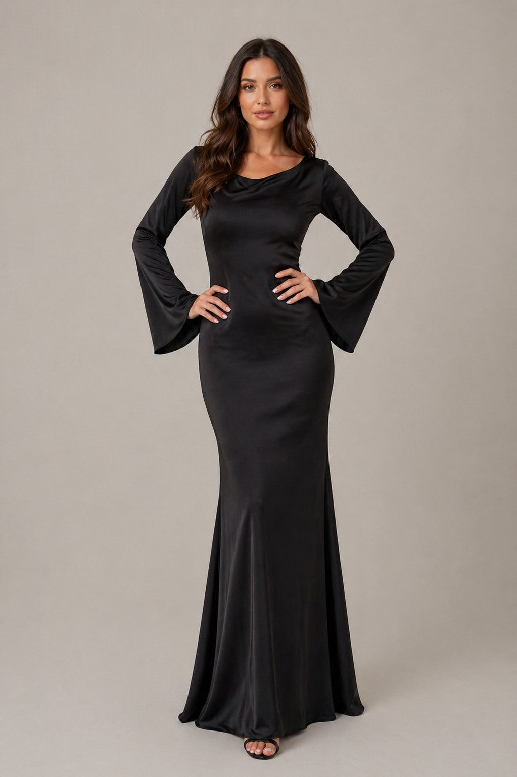 Women’s Long Sleeve Boat Neck Maxi Dress