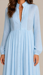 Women's Long Sleeve Button Front Maxi Dress