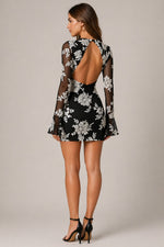 Women’s Long Sleeve Floral Print Mini Dress
