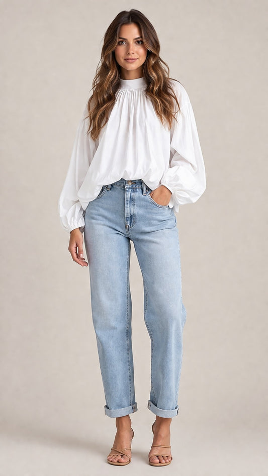 Women’s Long Sleeve High Neck Blouse