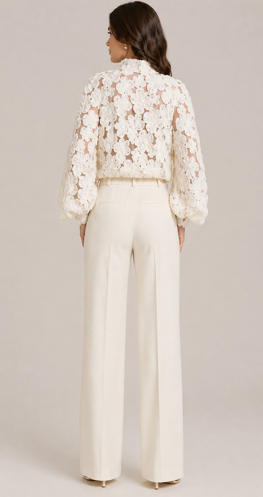 Women’s Long Sleeve High Neck Lace Blouse