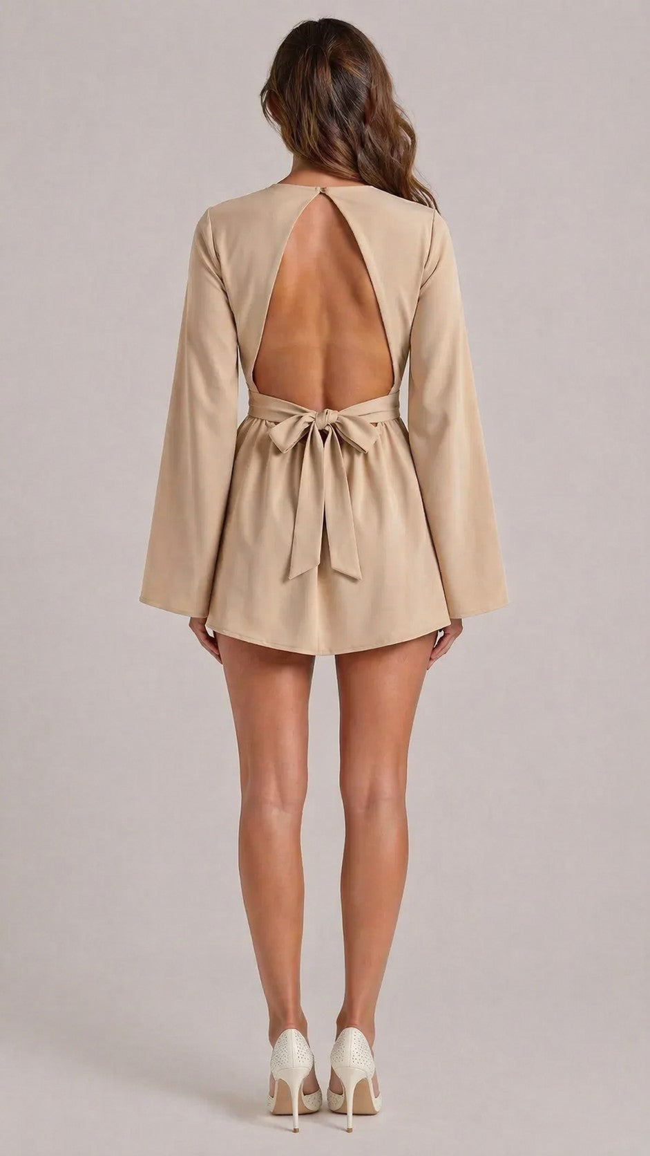 Women’s Long Sleeve Keyhole Neckline Mini Dress