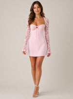 Women’s Long Sleeve Lace Detail Mini Dress
