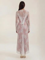 Women's Long Sleeve Lace Midi Dress