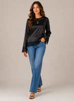 Women's Long Sleeve Lace Trim Blouse