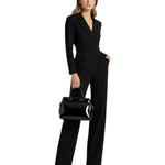 Women's Long Sleeve Lapel Collar Jumpsuit