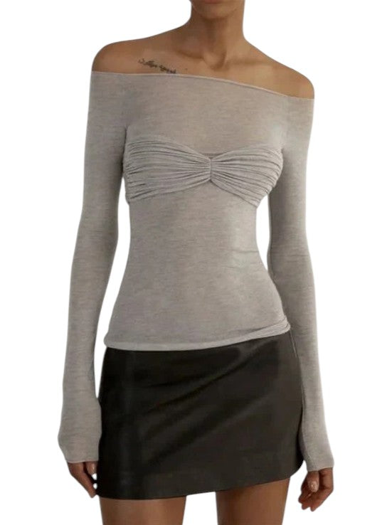 Women's Long Sleeve Off Shoulder Twist Top