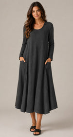 Women's Long Sleeve Pocket Maxi Dress