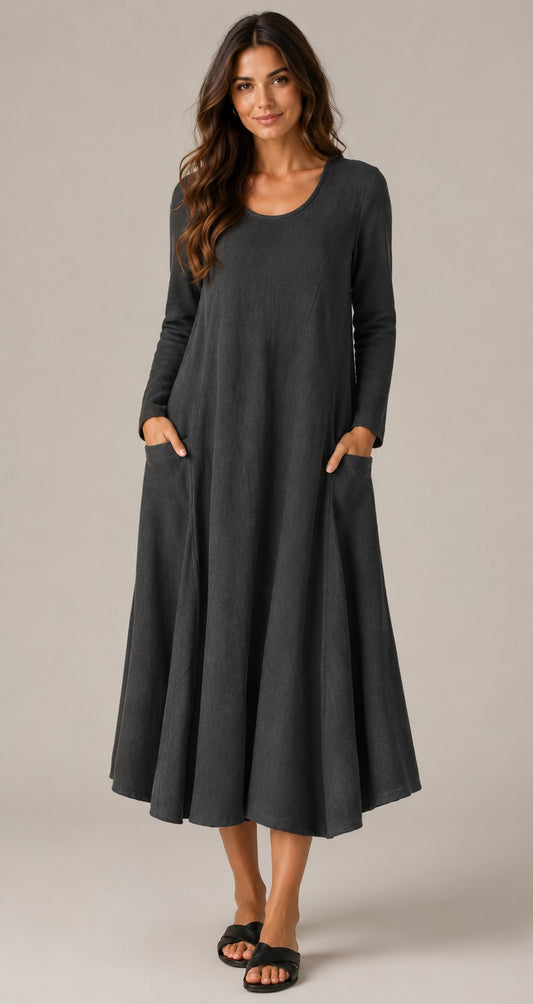 Women's Long Sleeve Pocket Maxi Dress