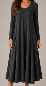Women's Long Sleeve Pocket Maxi Dress