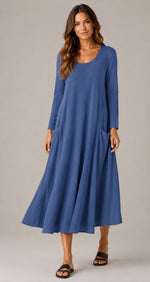 Women's Long Sleeve Pocket Maxi Dress