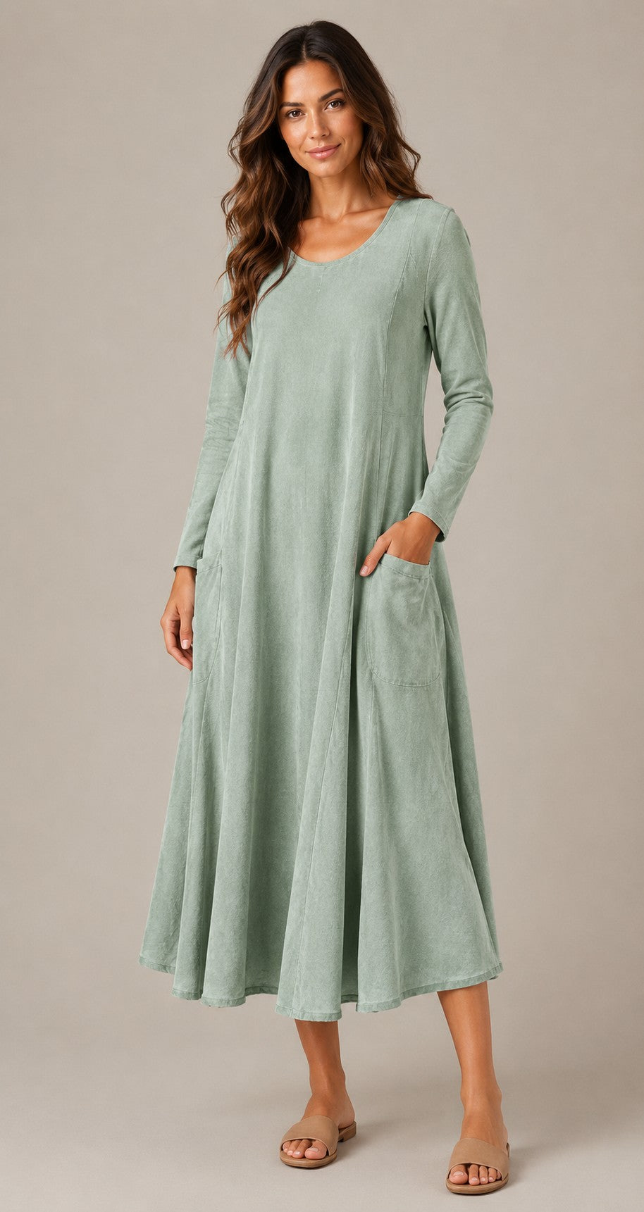 Women's Long Sleeve Pocket Maxi Dress