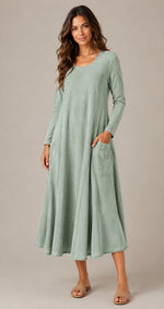 Women's Long Sleeve Pocket Maxi Dress