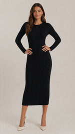Women’s Long Sleeve Round Neck Midi Dress
