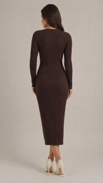 Women’s Long Sleeve Round Neck Midi Dress