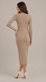 Women’s Long Sleeve Round Neck Midi Dress