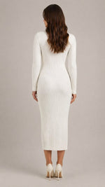 Women’s Long Sleeve Round Neck Midi Dress