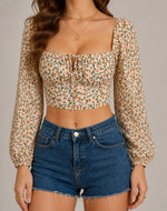 Women’s Long Sleeve Square Neck Crop Top