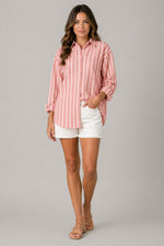 Women’s Long Sleeve Striped Button-Up Shirt