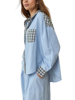 Women's Long Sleeve Striped Shirt and Pants Set