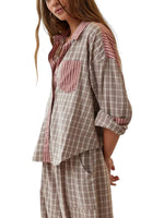 Women's Long Sleeve Striped Shirt and Pants Set